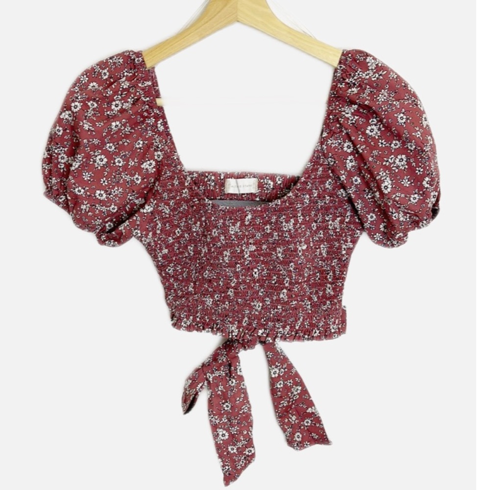 Altar’d State puff sleeve cropped tie back blouse S
